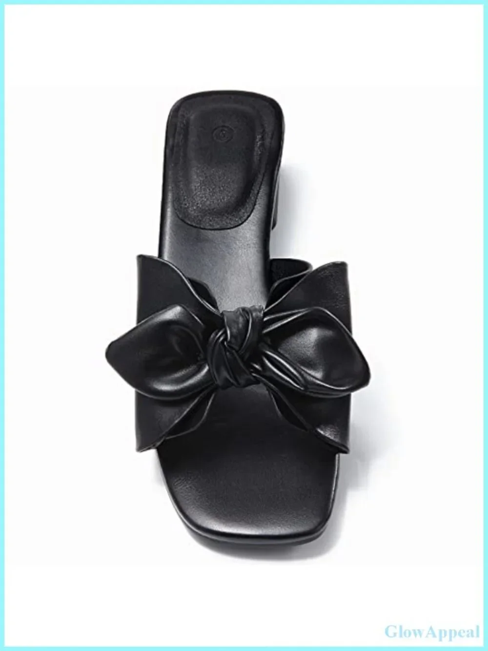 Faux Leather Bow Slide Sandals Chunky Block Heel Mules Slip On Women's Dressy
